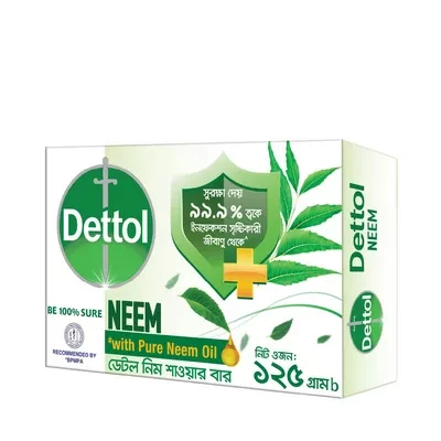 Dettol Soap Neem with Pure Neem Oil Shower Bar 125 gm