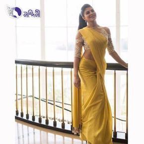 Yellow Italian Silk Saree for Women