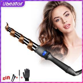 Ubeator -25/32mm LCD Screen Ceramic Spiral Hair Curling Iron Wand Machine Roller Beauty Tools-138-Black
