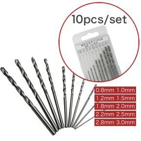 DASI 10pcs/set 0.8mm-3.0mm Twist Drill Bit Sets Woodworking Drilling Rotary Tools Mini Micro Aluminum Hand Drill With Keyless Chuck