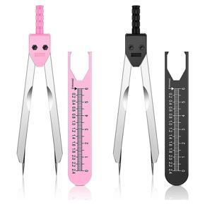 2Pieces EKG Caliper EKG Calipers Measuring Tool with Ruler Electrocardiogram Drafting Divider for Nursing,Black and Pink