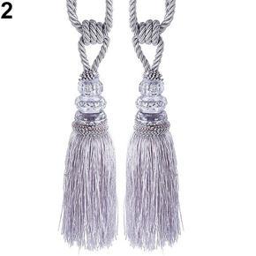 Home Decor 1 Pair Tassel Beaded Tiebacks Window Curtain Fringe Tie
