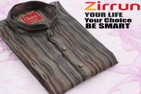 Men's Cotton Panjabi - Waves Design (Grey)