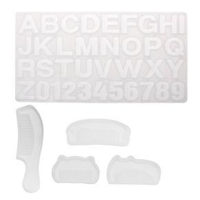 5 Pcs Silicone Mold Diy Hand Craft Epoxy Resin for Jewelry Making Tools, 4 Pcs Comb & 1 Pcs 26 Letters