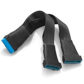 2Pcs Motherboard USB 3.0 19PIN Header 1 To 2 Extension Splitter Cable,12Cm 19Pin Internal Extension Header Adapter Cable