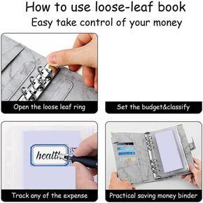 A6 Binder Notebook,6Hole Loose Leaf Notebook Ring Binder Binder with 10 Binder Covers Budget Sheets for Travel Journal