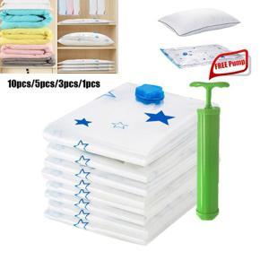 Pump 10/5/3/1PCS 70x50cm Large Clothes Quilt Storage Vacuum Compression Bags
