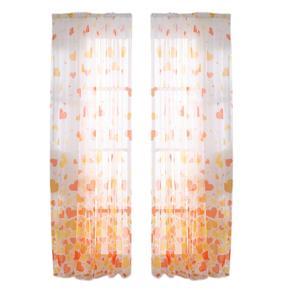 Romantic Heart Offset Print Window Curtain Sheer Drape Divider Bedroom Decor