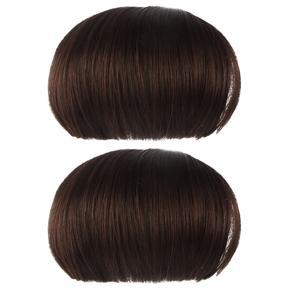 BRADOO 2X Straight Bangs Smooth Extensions Fringe Wig (Dark Brown)