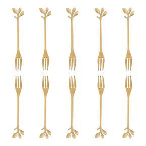 10 Pcs Stainless Steel Leaf Cake Fruit Forks Set Tasting Dessert Forks Kitchen Accessory Wedding Party aurumen