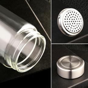 300ml Double Wall Glass Water Bottle Sports Travel Mug with Tea Infuser Strainer