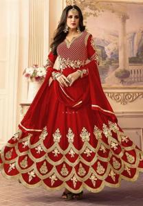 Party Gown- Weightless Georgette Semi Stitched Heavy Soft Dress Best Quality Embroidery Work With Anarkali Gown For Girl And Women.