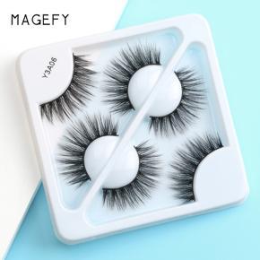MAGEFY 3 Pair 3D Mink Eyelashes Fluffy Dramatic Eyelashes Makeup Wispy Mink Lashes Natural Long False Eyelashes Y3A06