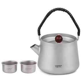Lixada Titanium Tea Set 240ml Tea Kettle Teapot with 2 Cups Set for Home Outdoor Camping Hiking Picnic