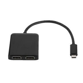ttkk drive dual adaptor, usb type c / thunderbolt 3 double displayport - black