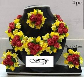 Artificial FLOWER JEWELLERY MULTICOLOR FOR GIRLS & WOMEN-4PC