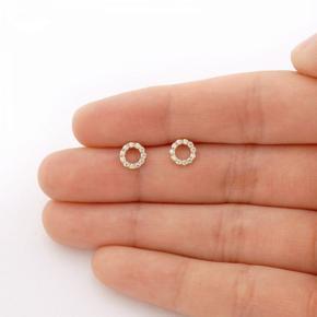 Diamond Cut Open Round Halo Stud Screw Back