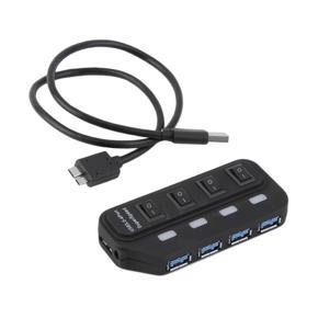 Super High Speed 5Gbps USB 3.0 4 Ports HUB Splitter Adapter For PC Laptop - black