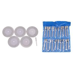 5 Pcs 50Mm Diamond Cutting Discs & 20 Pcs 3Mm Shank Diamond Grinding Burr Drill Bits Sets