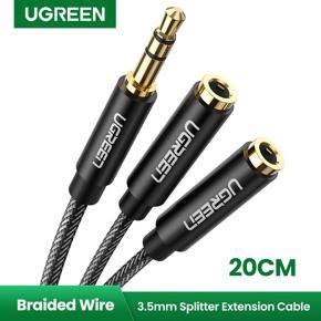 UGREEN Headphone Splitter Cable 3.5mm Y Audio Jack Splitter Extension AUX Cable 3.5mm Male to 2 Port 3.5 mm Female AUX Adapter