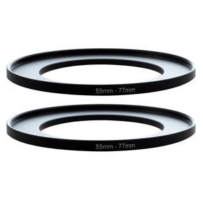 ARELENE 2X Metal 55mm-77mm Camera Step Up Filter Ring Adapter 55-77