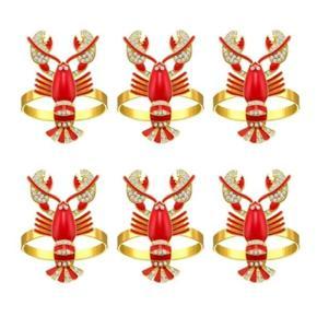 6 Pcs Lobster Napkin Rings Crayfish Napkin Rings Napkin Buckle Table Setting Decor for Coastal Theme Wedding Parties,Etc
