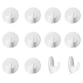 12Pcs Plastic Hooks Self Adhesive, Wall Hooks, for Hanging Coat Cloth