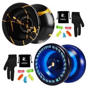 MAGICYOYO N11 Unresponsive Yoyo Alloy Aluminum YoYo K1 Dark Blue Plastic ResponsiveKid Beginner Yoyo with Yoyo G,Bag