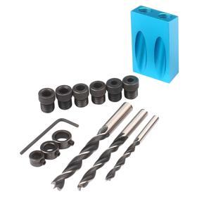 15pcs Pocket Hole Jig Kit  8mm 10mm 15 Degree Angle Drill Guide Woodwoorking Tool Inclined Hole Jig Hole Puncher Locator Jig Drill Bit Carpentry Tools