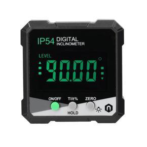 GMTOP IP54 4*90° Portable Digital Inclinometer LCD Backlight Digital Protractor Slope Meter Digital Angle Ruler Single-side Magnetics Multifunctional Protractor Absolute Relative Mesuring Mode Data Ho