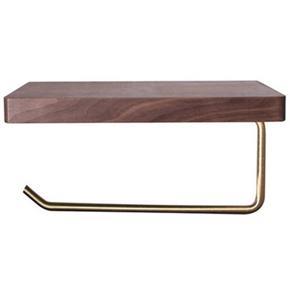 Toilet Roll Holder Bathroom Shelf Tissue Hanging Rack Wall Mounted Roll Tissue Holder Brown Color Short