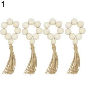 4Pcs Wooden Bead Napkin Rings Holder Weddings Party Home Table Dinner Decoration