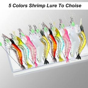 XHHDQES 10Pcs Fishing Lures Bait Shrimp Bait Set Soft Shrimp Lure Fishing Lures with Hook Bead for Saltwater Freshwater