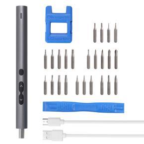 GMTOP 28in1 200r/min 0.35N.m Torque Cordless Type-C Rechargeable Multi-use Electric Screwdriver Screw Drill Bit Set Mini Power Tool Multifunction Screw Driver with LED Light for Repairing Clock Electr