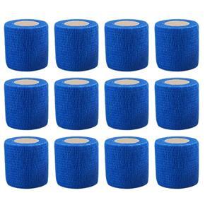 Cohesive Tape,Self-Adhesive Elastic Wrap Bandage Tape(5X450cm, Pack of 12)-Blue
