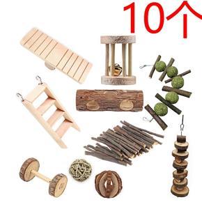 Hamster Chew Toys 10 Pack Natural Wooden Squirrels Gerbils, Bunnies Rodents Exercise and Chew Teeth Care Toys