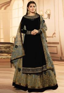 Maroon Georgette Embroidery Work Party Wear Salwar Suit / Party Dress for Women