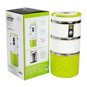 Homio 3 Layer Hotpot Lunch Box - Green and White