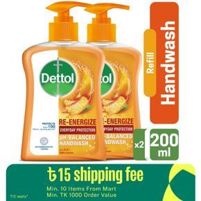 Dettol Handwash Re-energize 200ml Pump Double Pack Combo
