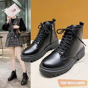 Autumn And Winter korean style front tieplatform Ankle Boots Womens Martin Boots High Heel Boots Zipper Boots short boots women's shoes