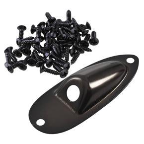 BRADOO- 50x Guitar Bass Screws Parts for Scratchplates Pickguard, Black & 1x Jack Plate, Black for Stratocaster