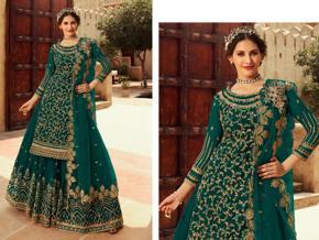 Maroon Georgette Embroidery Work Party Wear Salwar Suit / Party Dress for Women