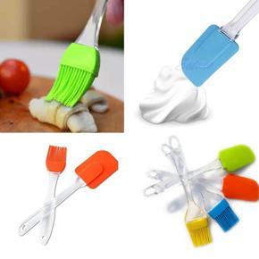 Silicone Spatula And Pastry Brush 2pc Set (Multicolour) Small Size