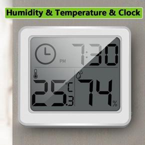 DASI Large LCD Screen Clock Thermometer Hygrometer Ultra-thin Multifunction Automatic Electronic Temperature Humidity Monitor Clock