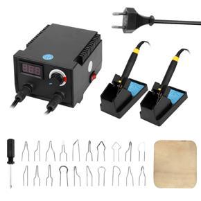 GMTOP 100W Multifunctional Digital Display Electric Gourd Wooden Pyrography Machine with 20pcs Heating Pen Heads