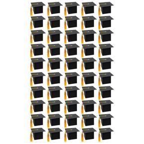 ARELENE 50Pcs DIY Paper Graduation Cap Shaped Gift Box Sugar Chocolate Box Black