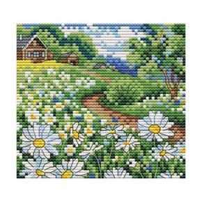 Cross Stitch Stamped Kits Printed Embroidery Cloth Needlepoint Kits Easy Patterns for Daisy 11CT