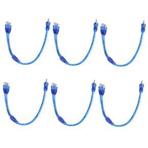 BRADOO 6 Pcs 1 Male to 2 Female RCA Speaker Splitter Shielding Cable Adapter, Blue
