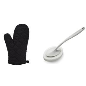 1 Pair Kitchen Craft Heat Resistant Cotton Oven Glove with Long Handle Brush Eraser Magic Sponge Diy Cleaning Sponge
