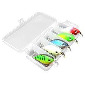 5pcs Fishing Lures Hard Baits Crank Baits Crankbaits in Storage Box